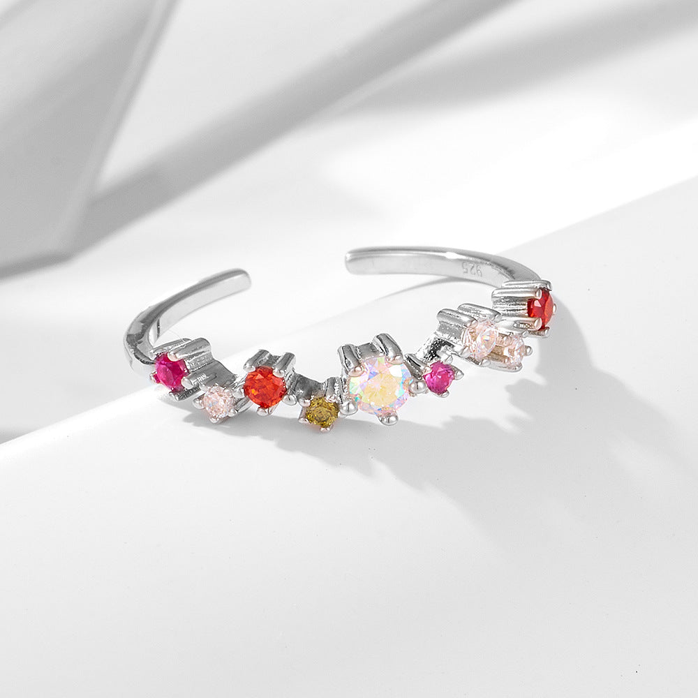 Colourful Zircon Slim Sterling Silver Ring
