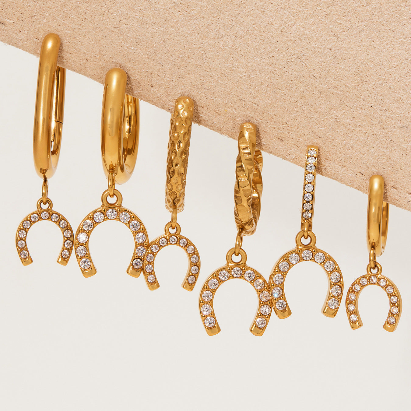 Planderful Zircon Horseshoe Earrings For Her Gold Plated