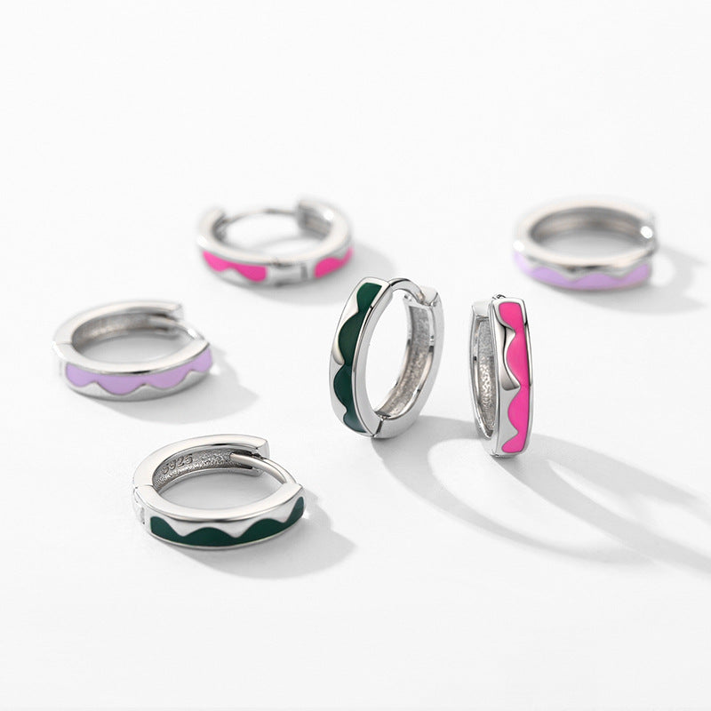 Korean and Japanese Style Enamel Sterling Silver Earrings for Wholesale