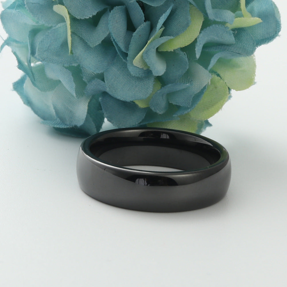 Minimalist Black and White Ceramic Couple Ring - Unisex Titanium Steel Jewelry for Everyday Wear