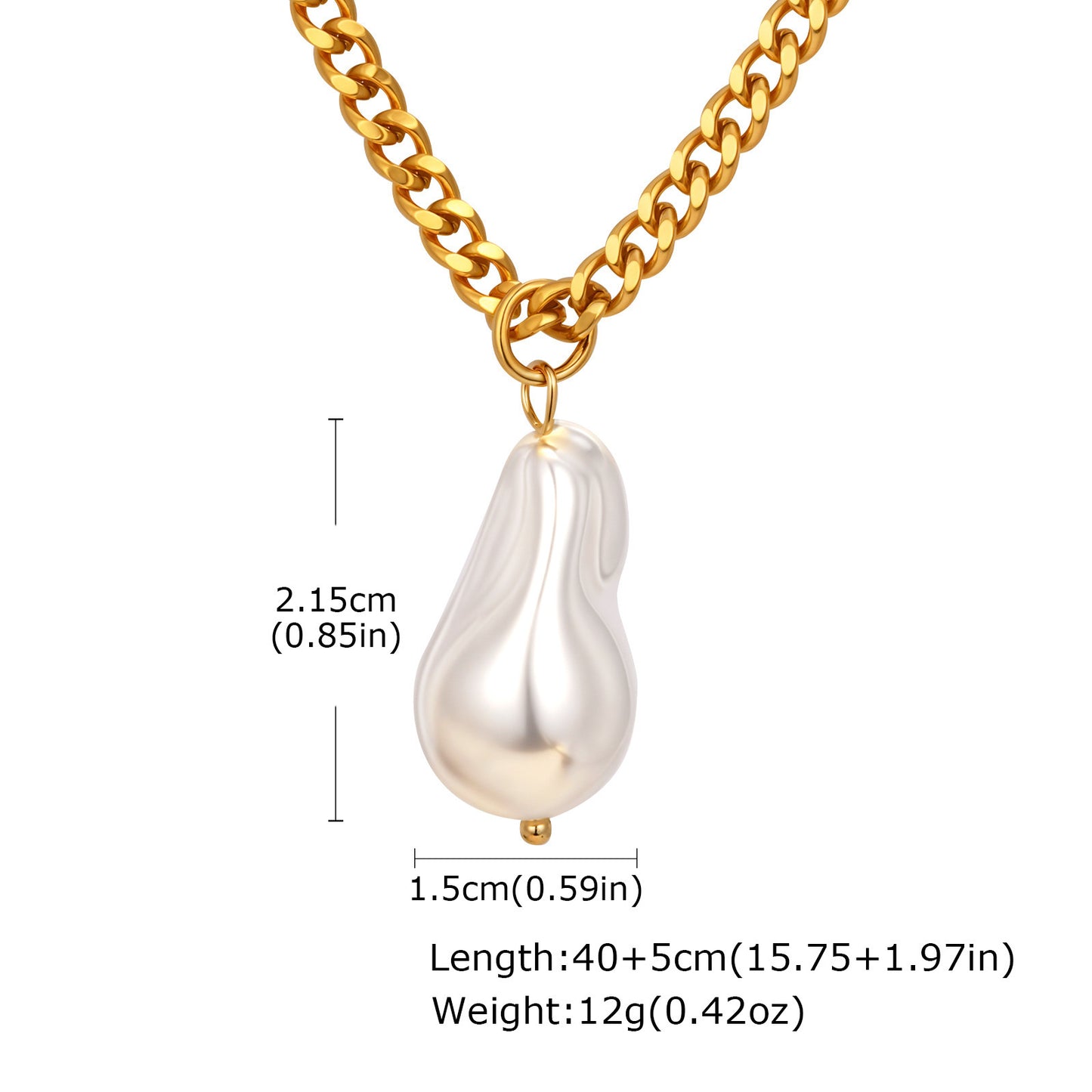 Stainless Steel Flat Cross Chain Pearl Spacer Copper Material Heart Flower Double Necklace