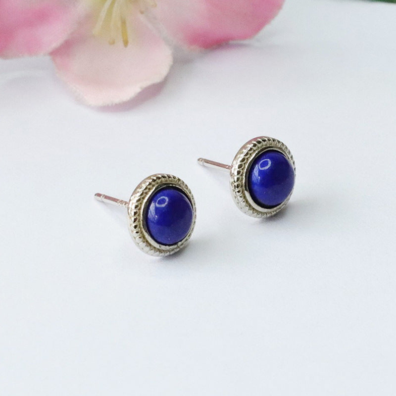 Lapis Lazuli 925 Silver Stud Earrings