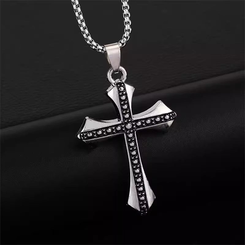 Planderful Jewelry Mens Stainless Steel Cross Necklace Domineering Fashion Pendant For Men