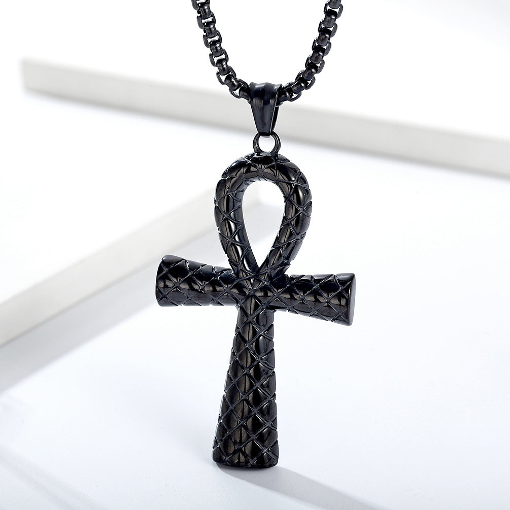 Planderful Personalized Ankh Cross Necklace Titanium Steel Pendant For Egyptology Lovers Gift