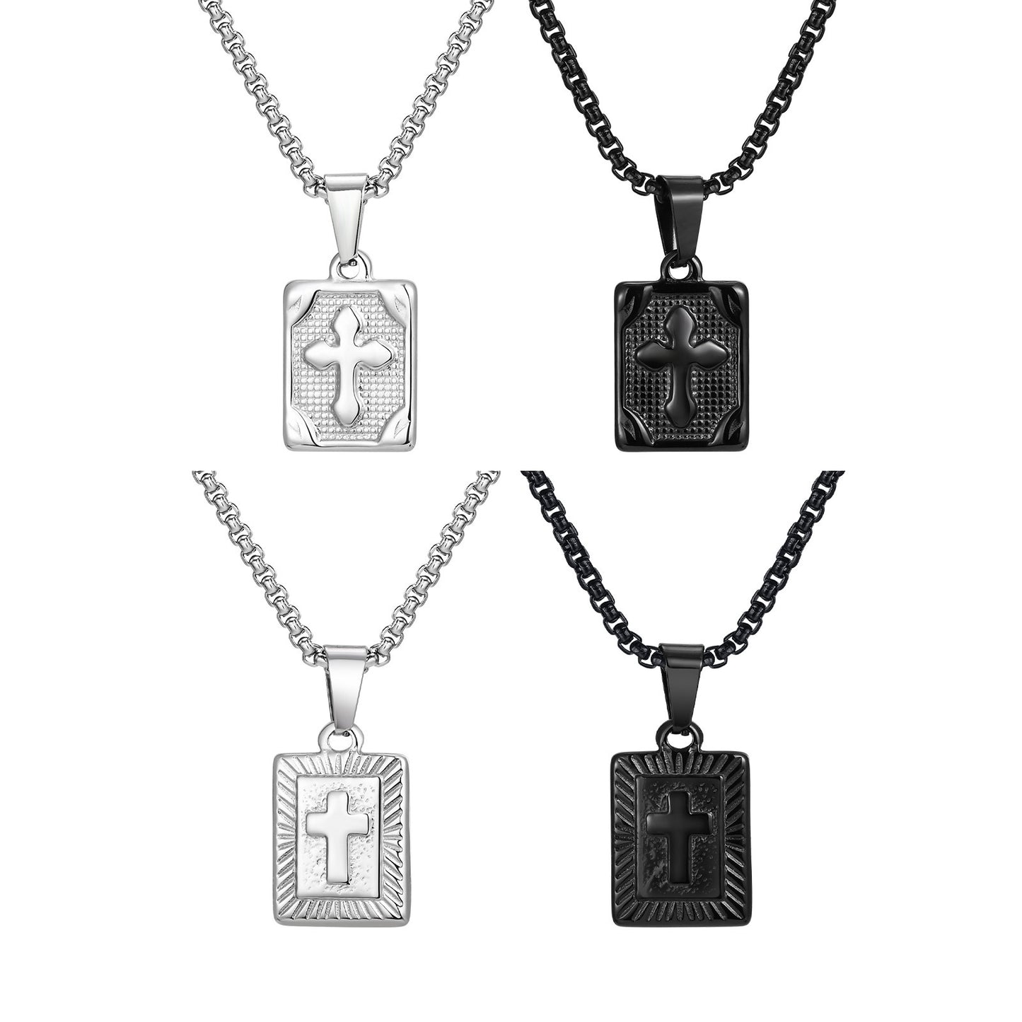Planderful Geometric Stainless Steel Square Pendant for Men