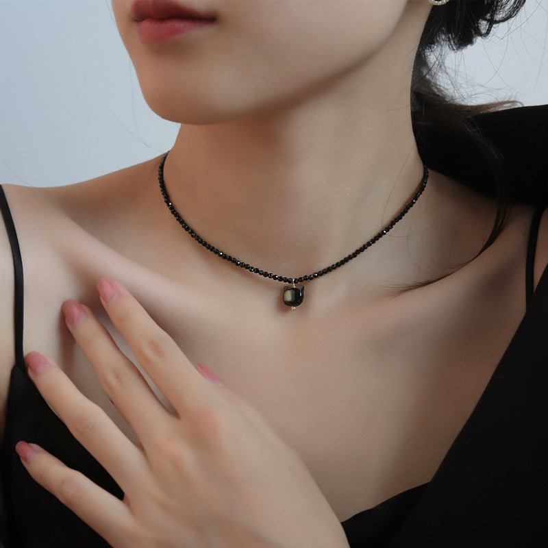 Black Cat Spinel Choker Necklace
