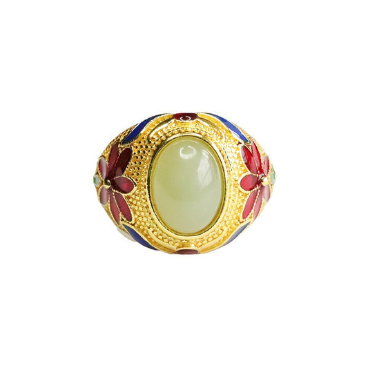 Qingshui Hetian Jade Flower Ring