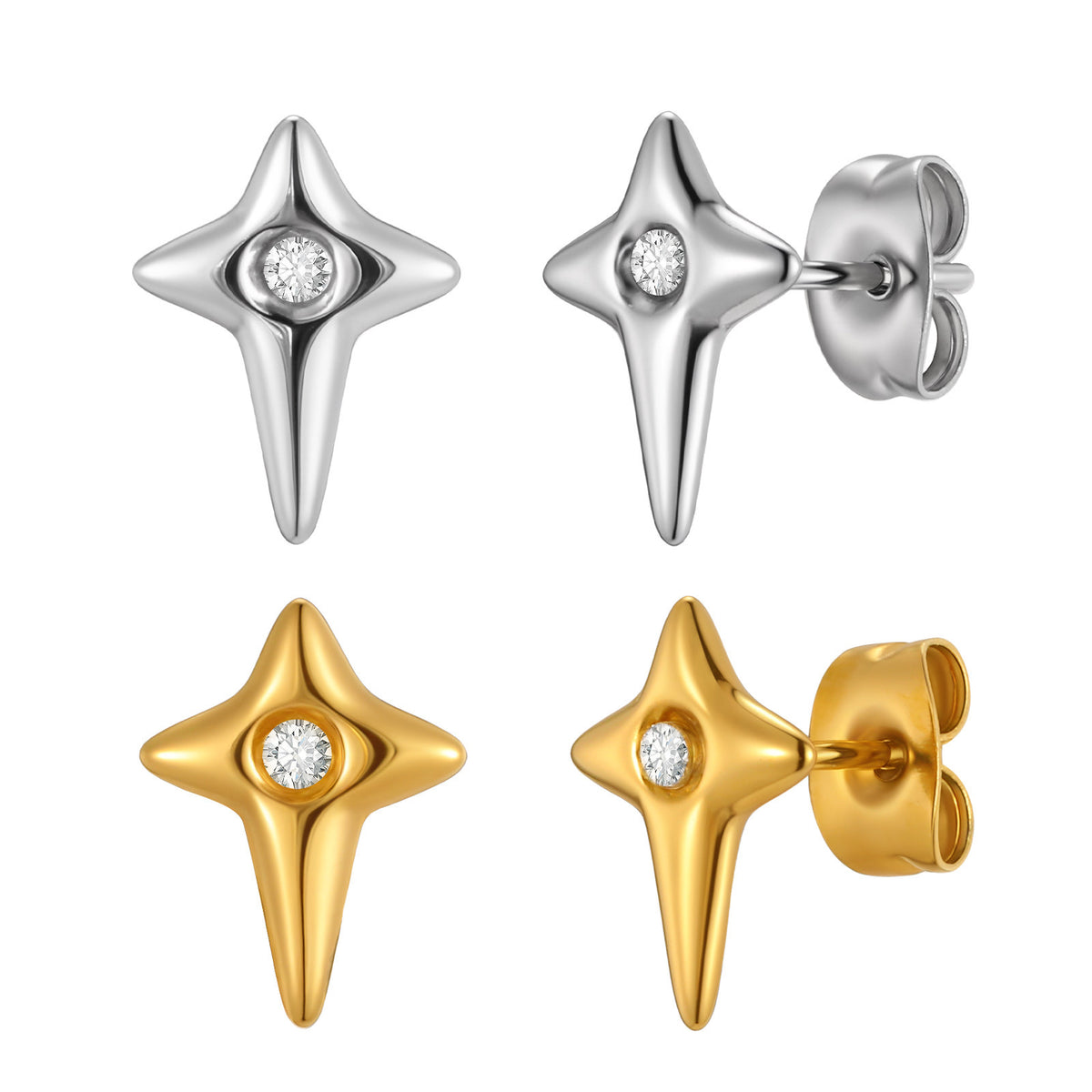 Stainless Steel Zircon Earrings