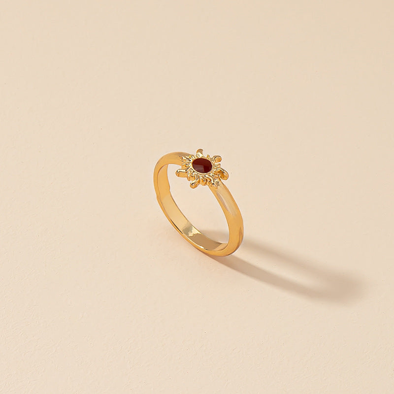 Luxurious Red Sun Ring with a Touch of Elegance from Japan and South Korea