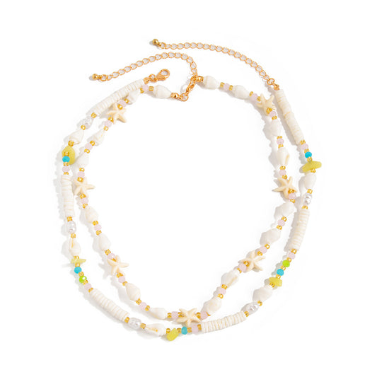 Shell & Pearl Starfish Collarbone Necklace
