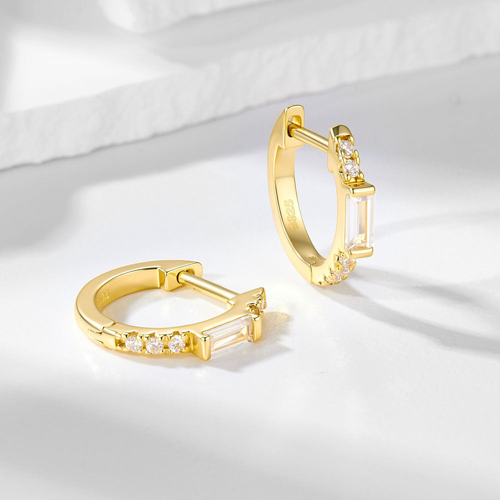 S925 Sterling Silver Zircon Earrings And Versatile Square Zircon Earrings, Ear Buckles, Ear