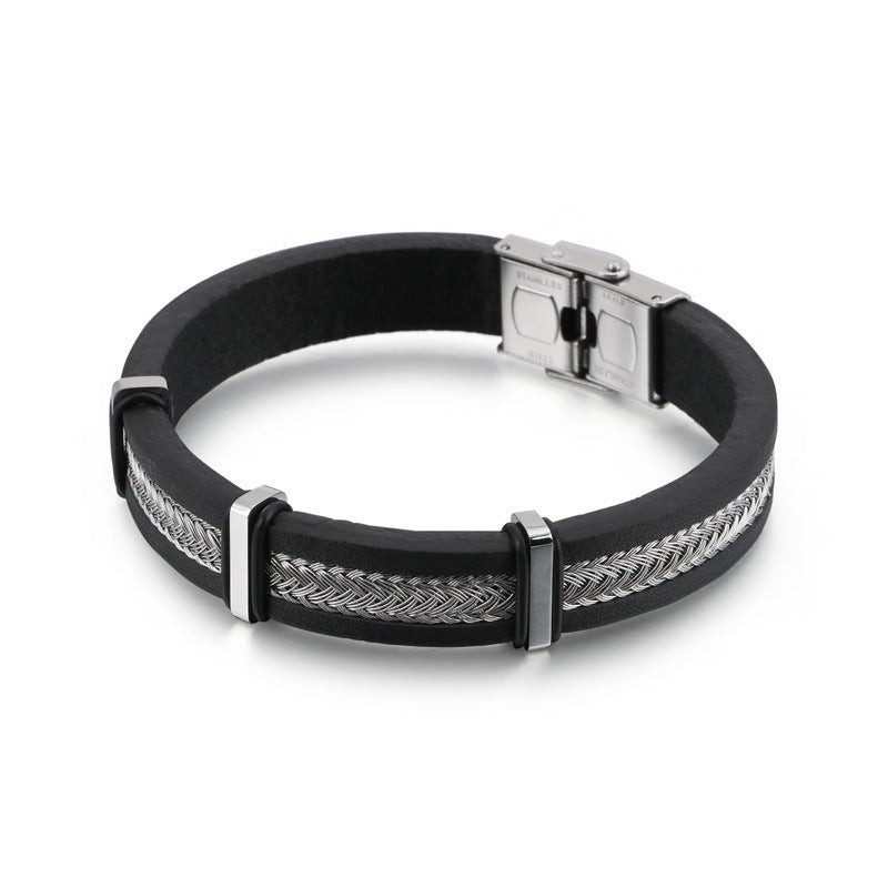Planderful Trendy Stainless Steel Bracelet Men Braided Rope