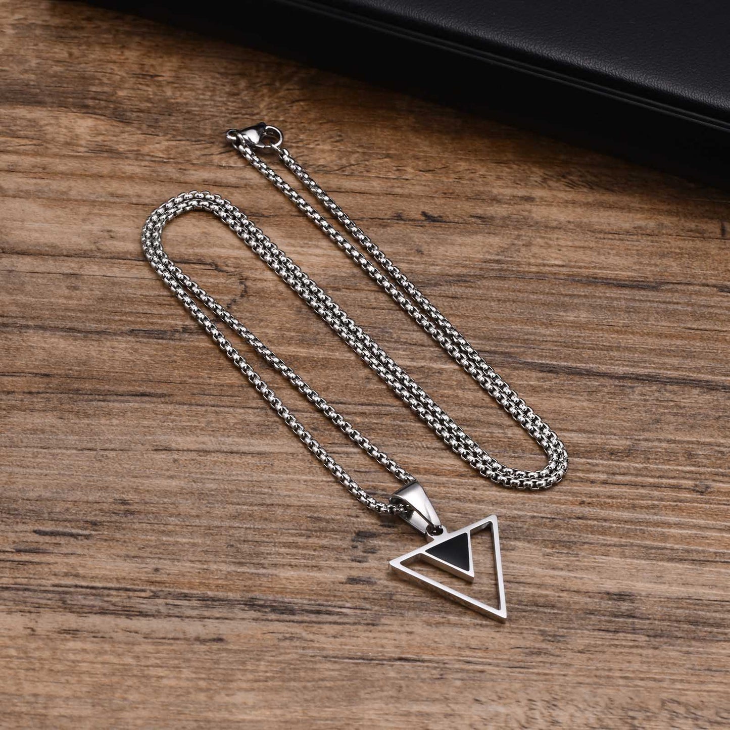 Stainless Steel Triangle Geometric Smear Oil Pendant Necklace