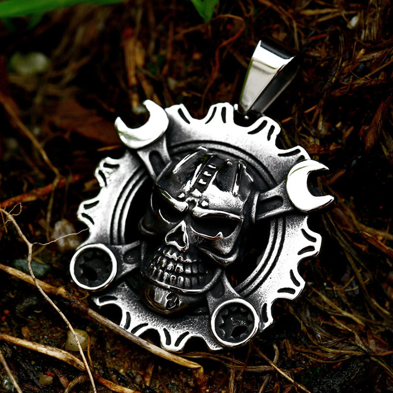 Retro Skull Pendant in Titanium Steel for Men - Cross-Border Stainless Steel Wrench Movement Accessories
