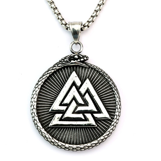 Vintage Viking Compass Stainless Steel Men's Pendant Necklace