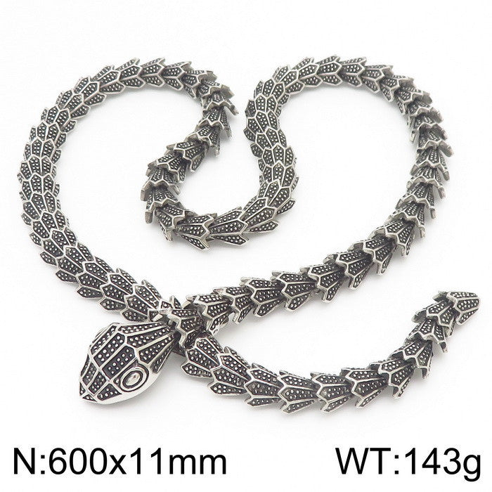 Planderful Men Snake Necklace Titanium Steel Punk Style