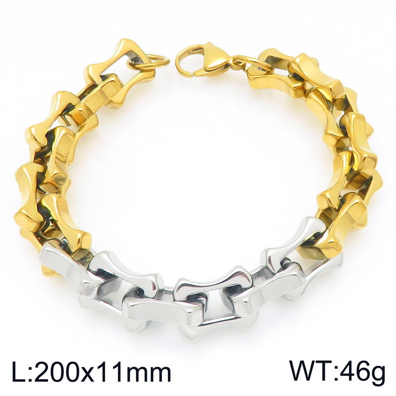 Diy – Two-Color Layered Chain Bamboo Chain Titanium Steel Men's Bracelet