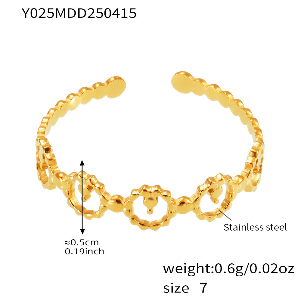 Planderful Geometric Opening Ring For Women Stainless Steel