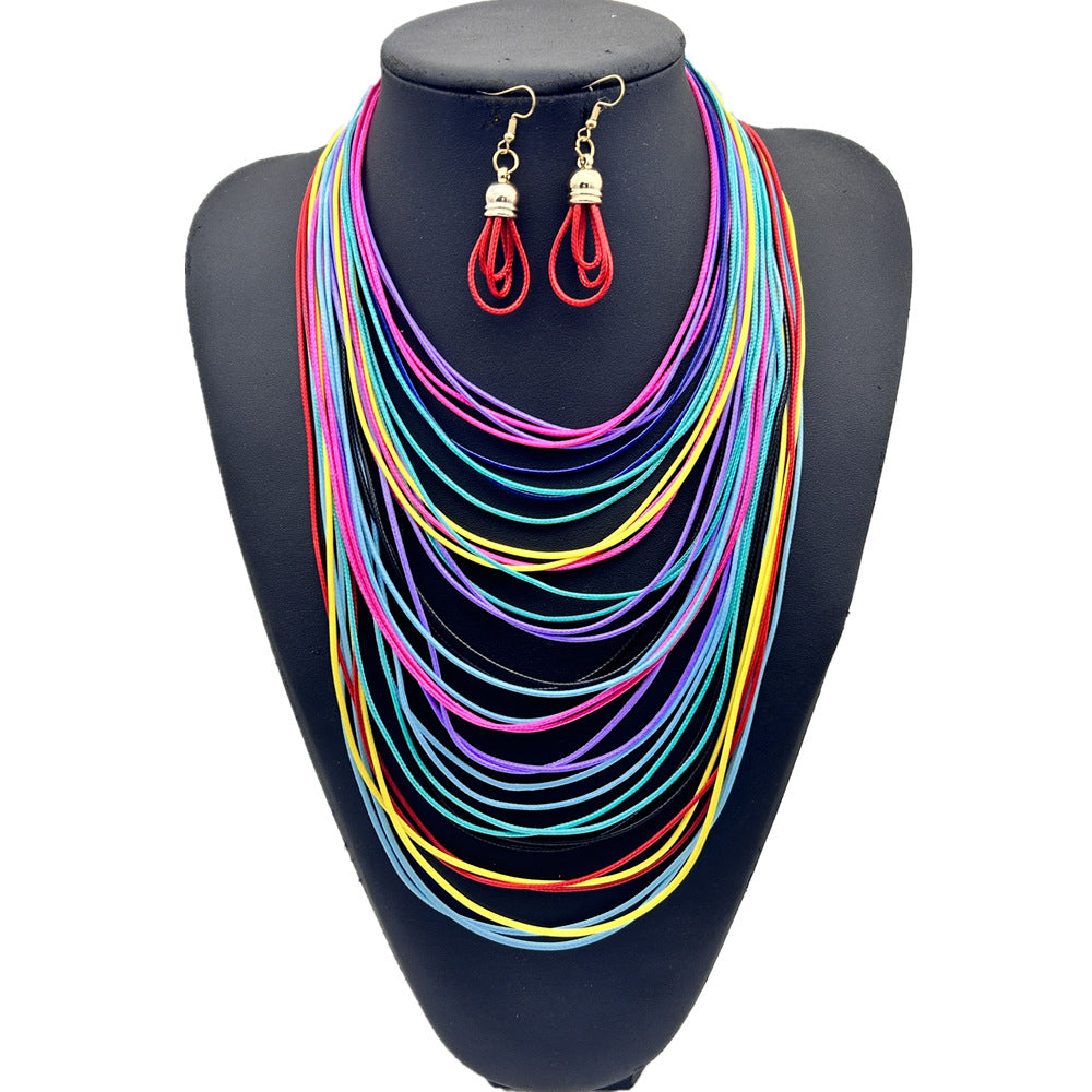 Exotic Tassel Necklace Set - Fashionable Sweater Chain with Magnetic Clasp