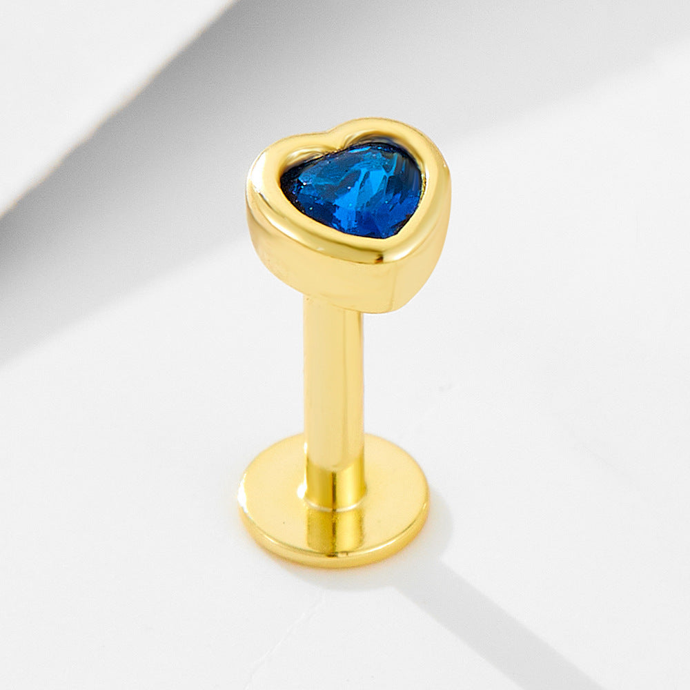 Planderful S925 Sterling Silver Love Blue Zircon Threader Earrings For Women Premium Heart Shape