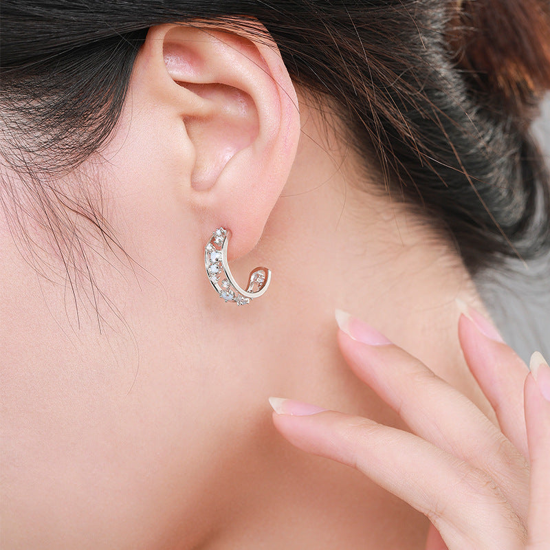 Luxury Opal Stud Earrings with Sterling Silver Embellishments