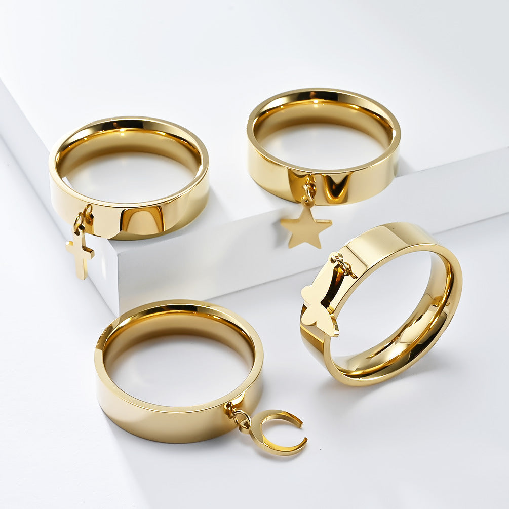Steel Ring - Statement Celestial Symbols