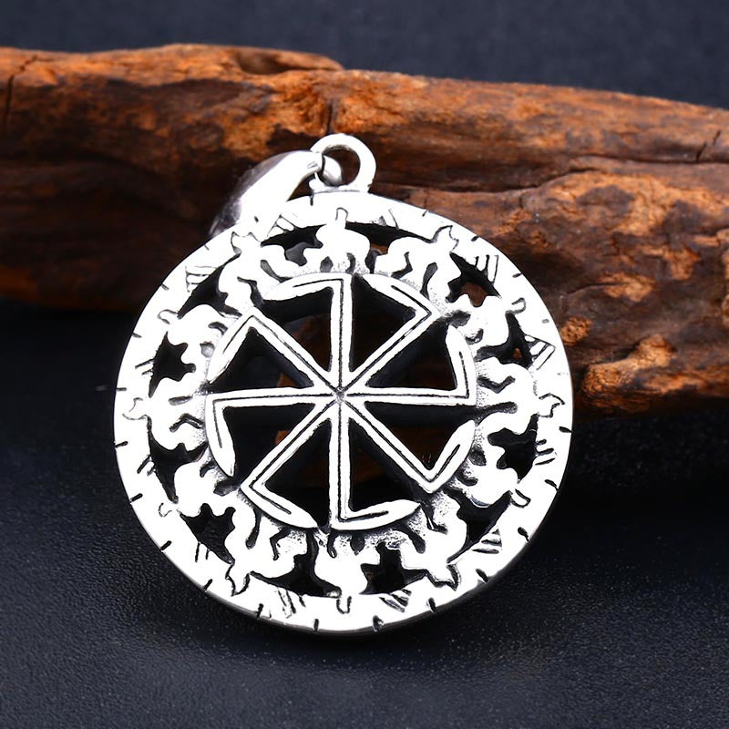Nordic Viking-Inspired Retro Stainless Steel Hollow Flame Pendant for Men - European and American Cross-Border Jewelry