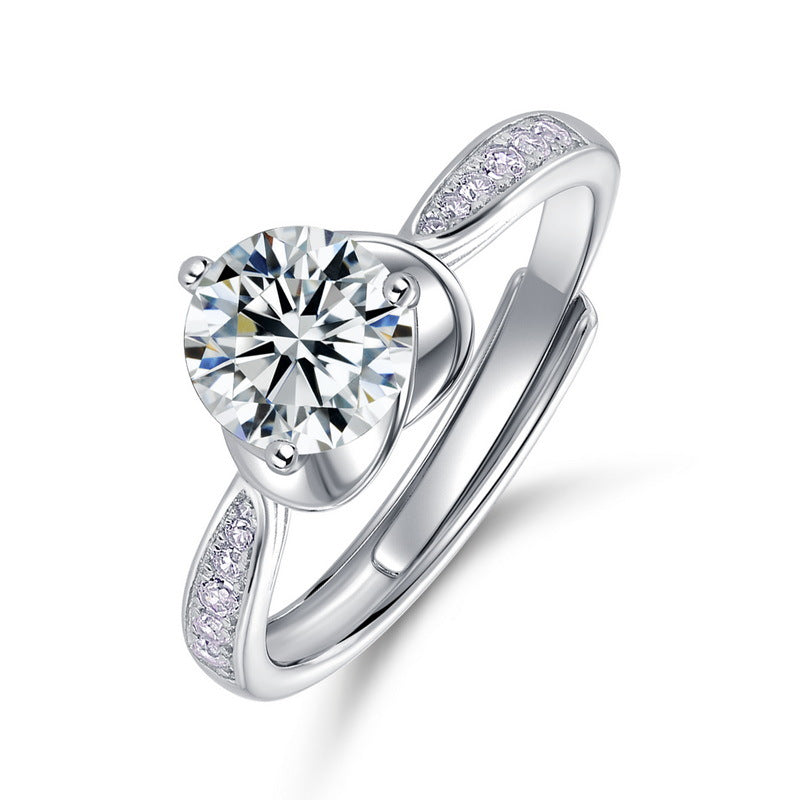 Planderful Classic Moissanite Sterling Silver Ring – 6.5 × 6.5 mm, 1 ct – Style 6