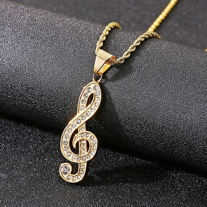 Planderful Music Note Pendant Trendy For Men Stainless Steel