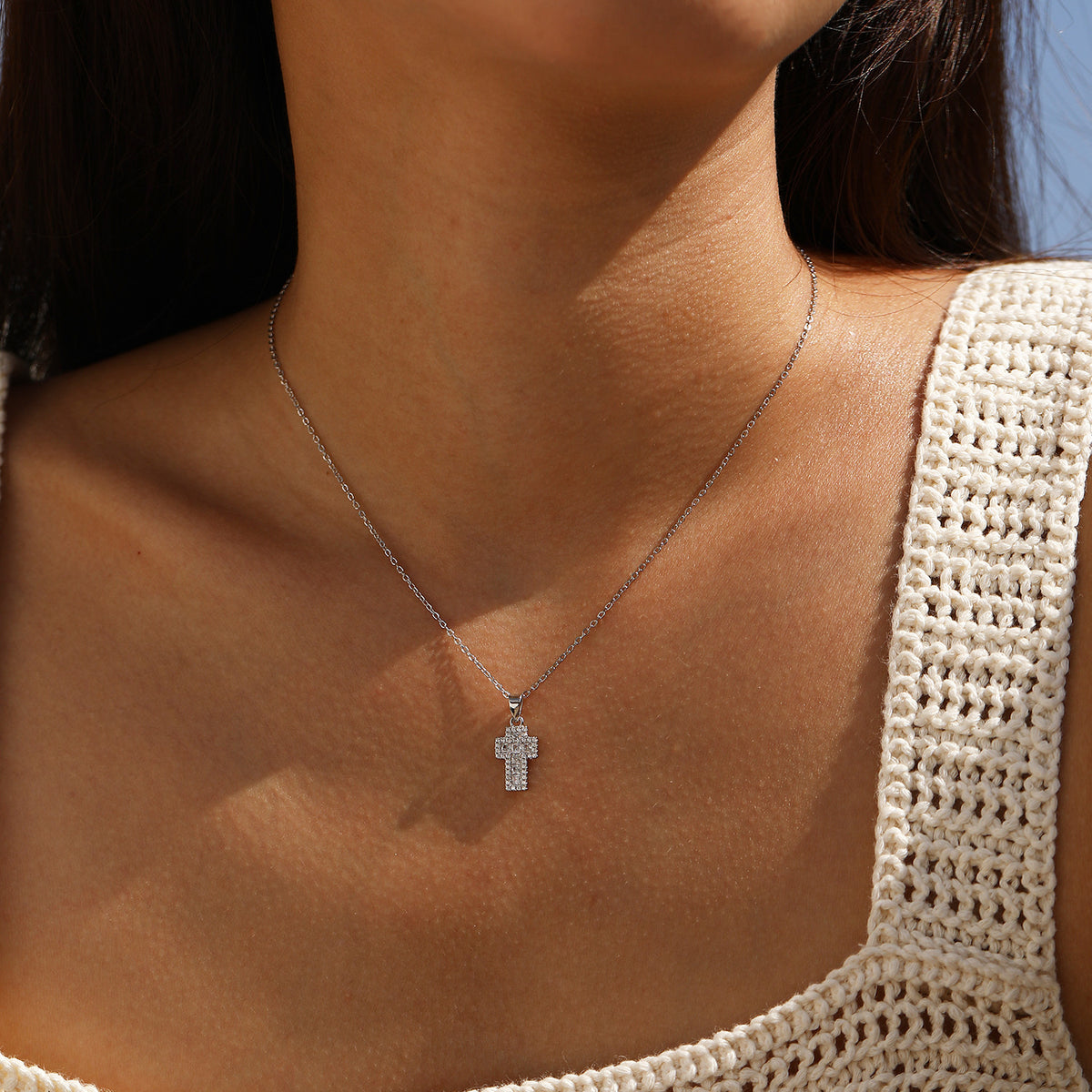 925 Sterling Silver Vintage Cross Necklace