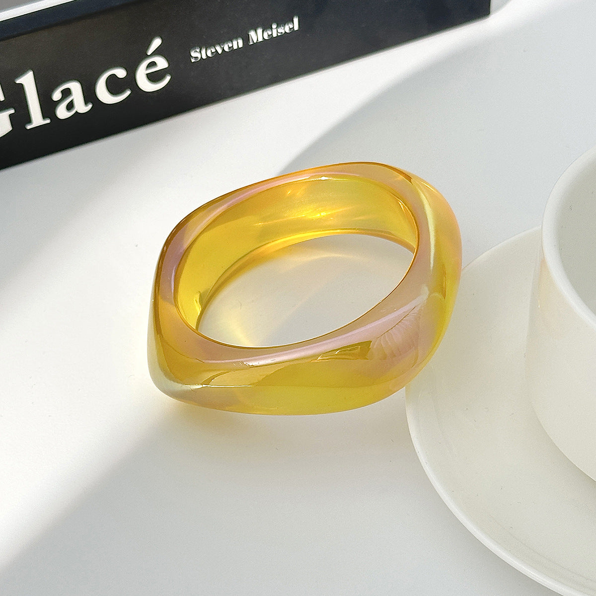 Planderful Geometric Resin Bracelet For Women Multilateral Pearlescent Finish Vienna Verve Collection Jewelry