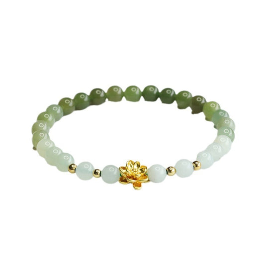 Hetian Jade Lotus Bracelet