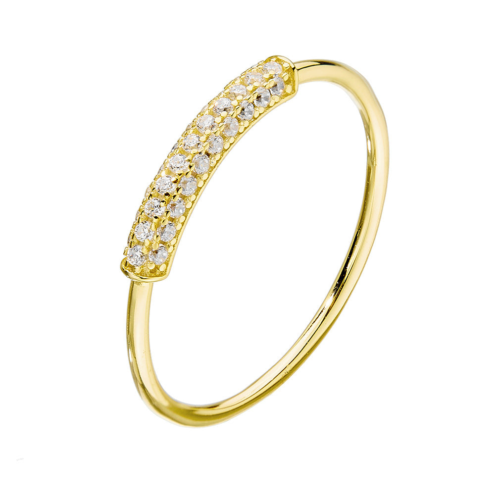 S925 Sterling Silver Micro-Inlaid Zircon Ring And Index Finger Ring Tail Ring