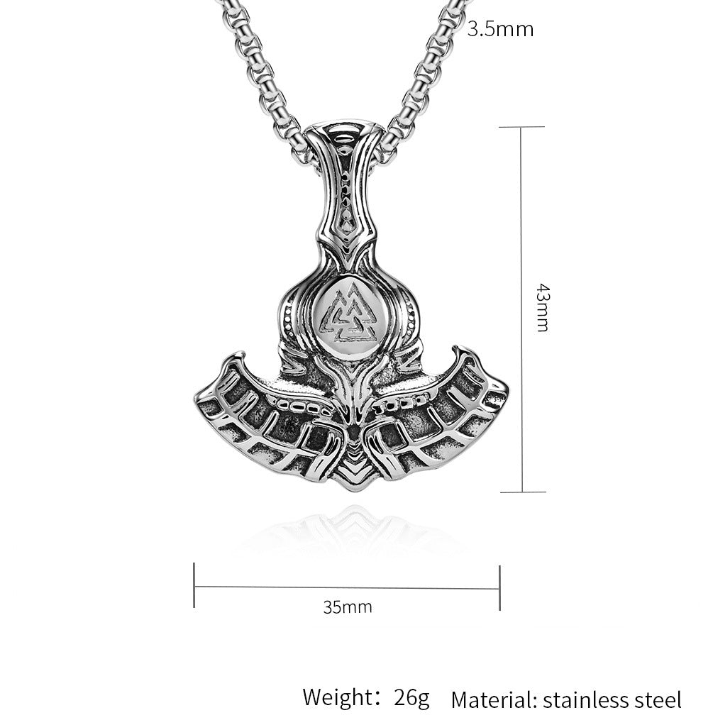 Planderful Viking Odin Tomahawk Necklace For Men Stainless Steel Pendant Durable Retro Style Everyday Genie Collection
