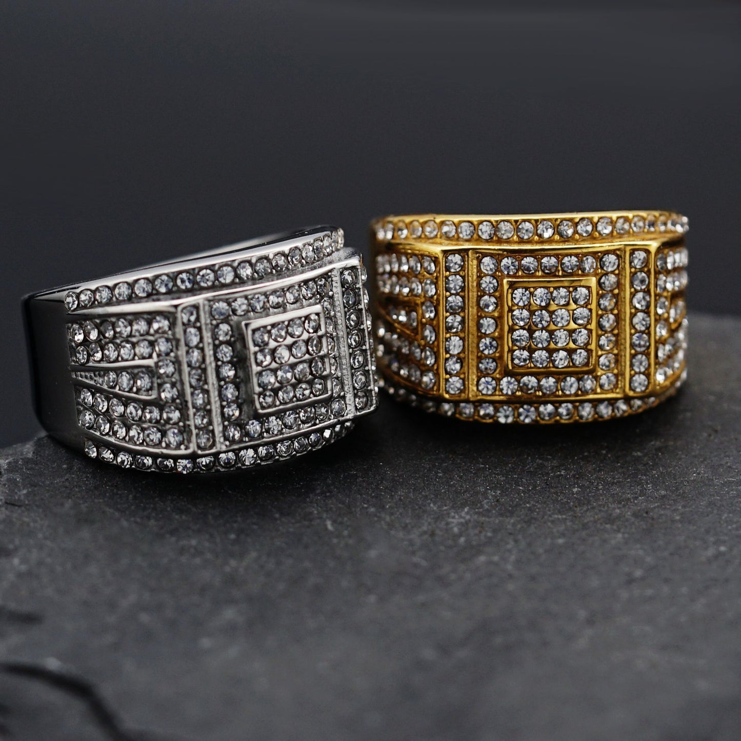 Planderful Everyday Genie Stainless Steel Zircon Ring For Men Unisex Hip Hop Style Statement