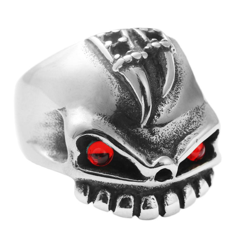 Titanium Steel Skull Ring for Men - Retro Punk Pirate Design in European and American Style
