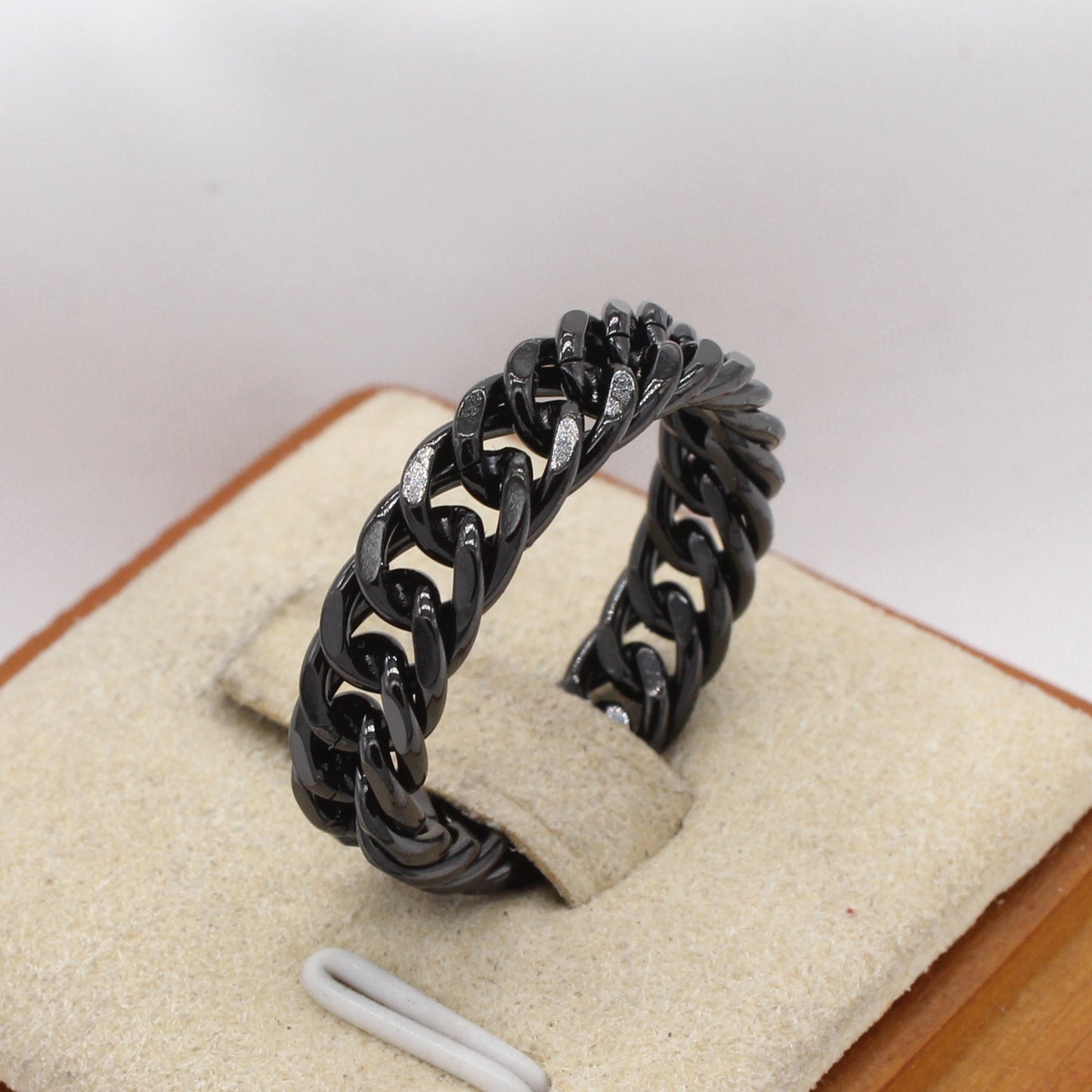 Planderful Jewelry Mens Titanium Steel Ring Simple Chain Design For Everyday Wear