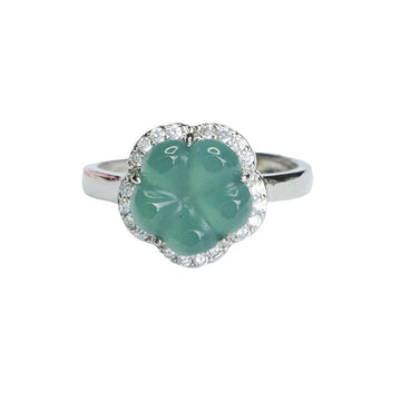 Blue Water Jadeite Flower Ring