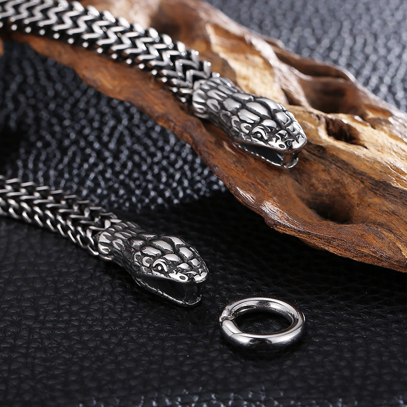 Planderful Men Snake Necklace Titanium Steel Punk Style