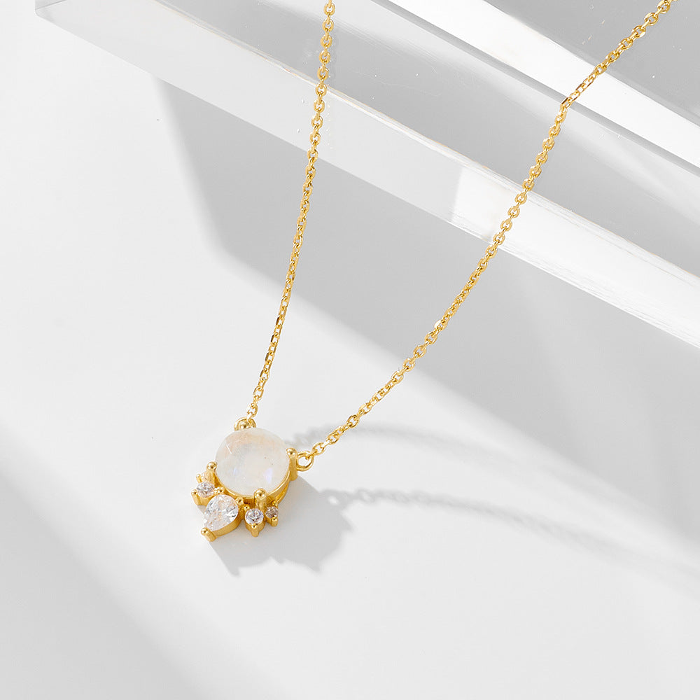 Japanese Natural Moonstone Necklace High-End S925 Sterling Silver