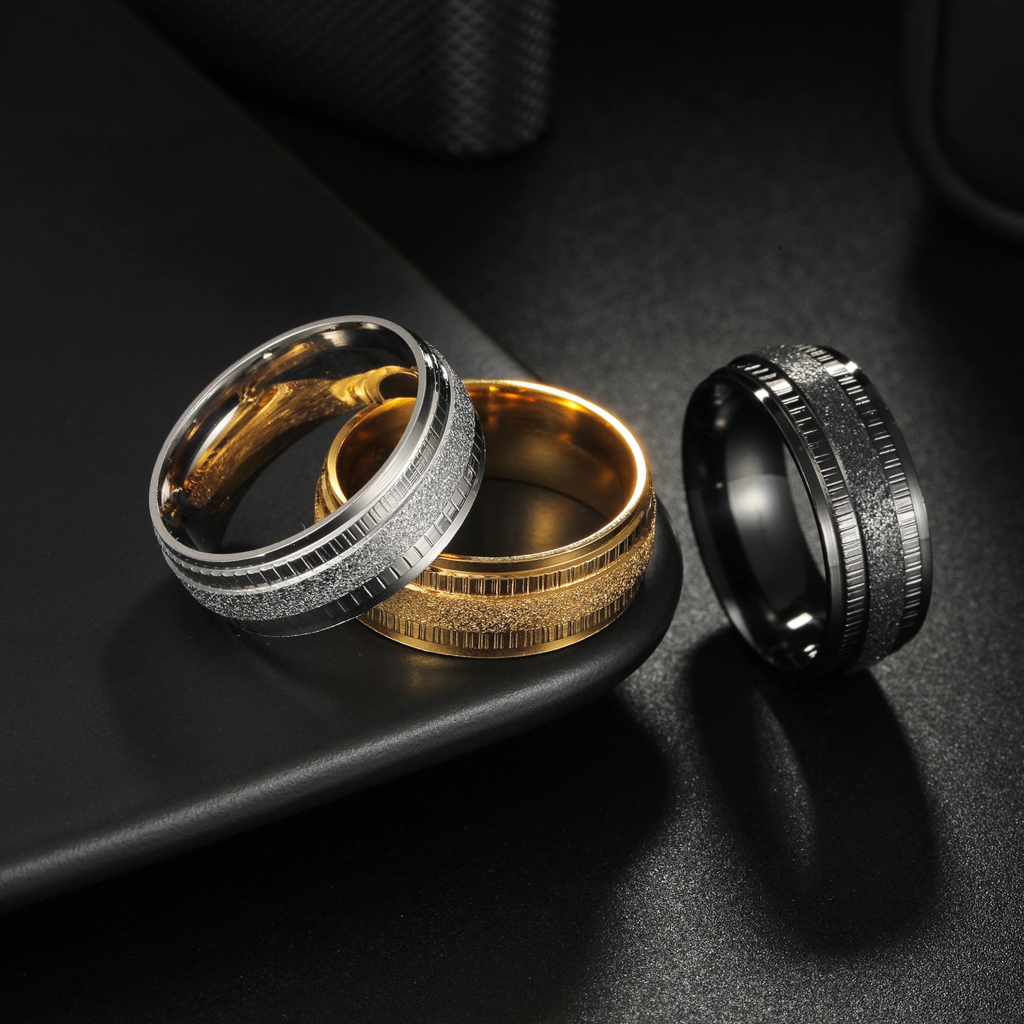 Planderful Everyday Genie Stainless Steel Couple Ring Unisex Wedding Band Durable Statement Design For Couples
