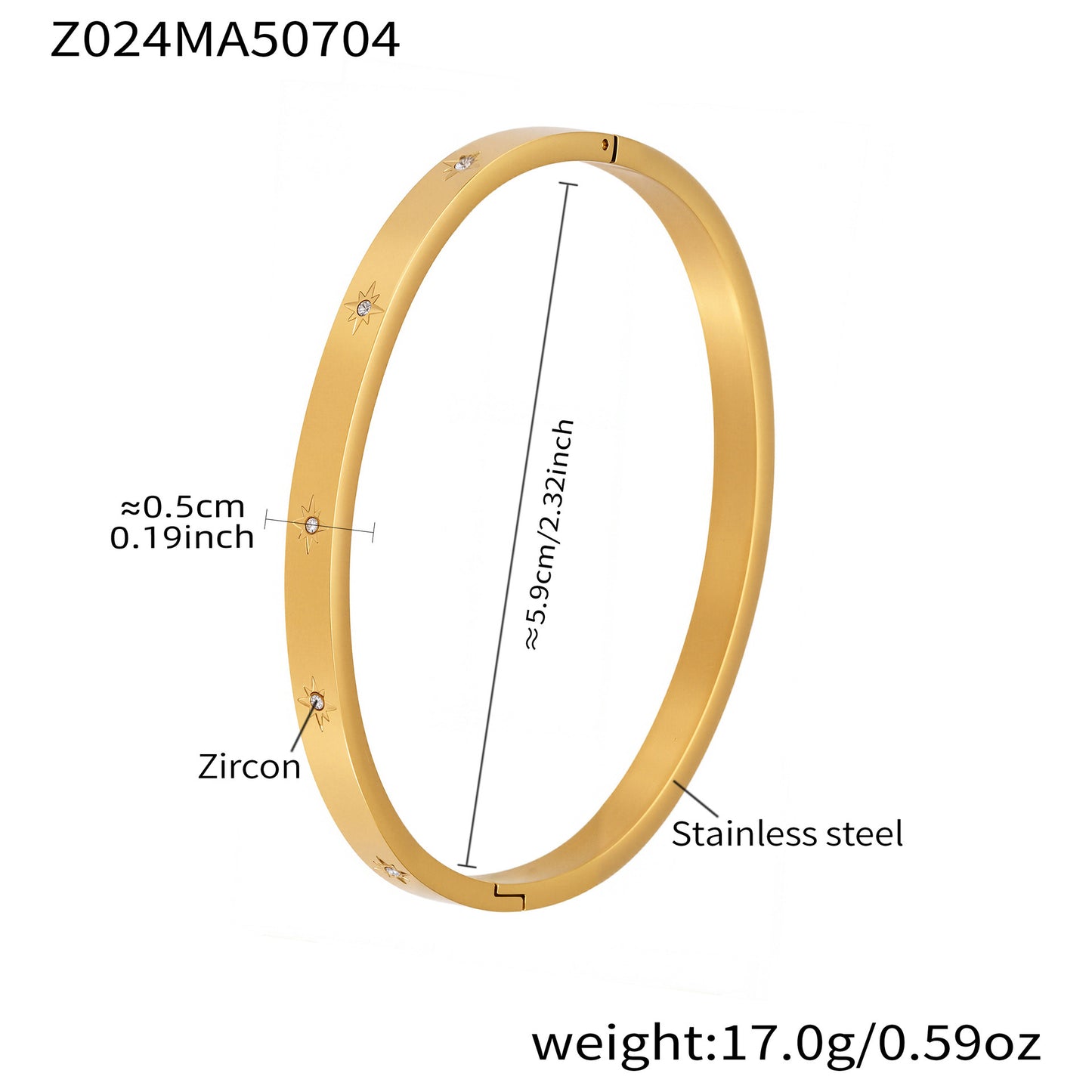 Planderful Zircon Encrusted Titanium Bracelet For Women