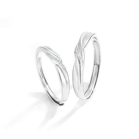 Planderful Everyday Genie – S925 Sterling Silver Kink Open Couple Rings Niche Design
