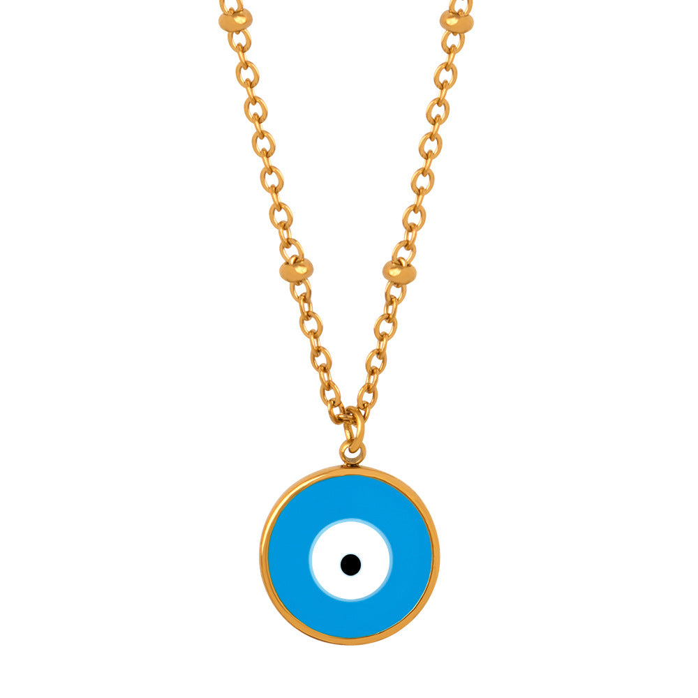 Golden Glazed Devil's Eye Pendant Necklace - Retro Fashion Jewelry
