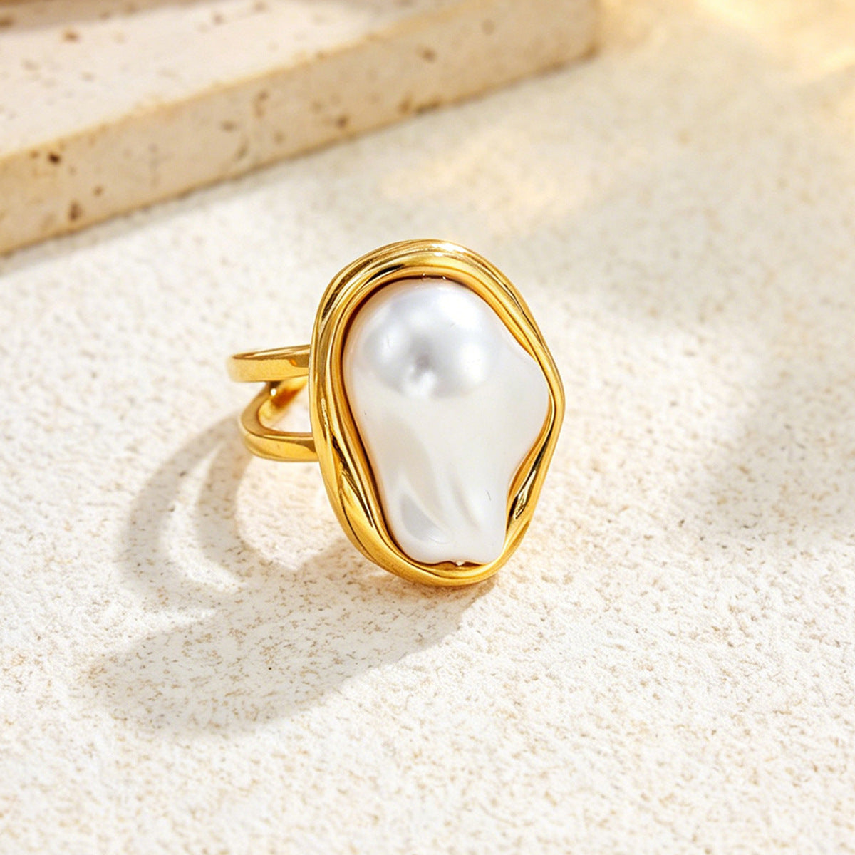 Planderful Snake Shaped Opening Ring Vienna Verve Stainless Steel Zircon Imitation Pearl Star Accent For Women