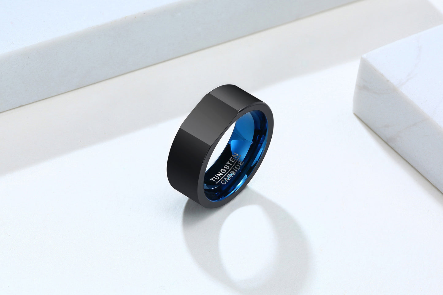 Tungsten Steel Ring Blue And Black Ring For Men