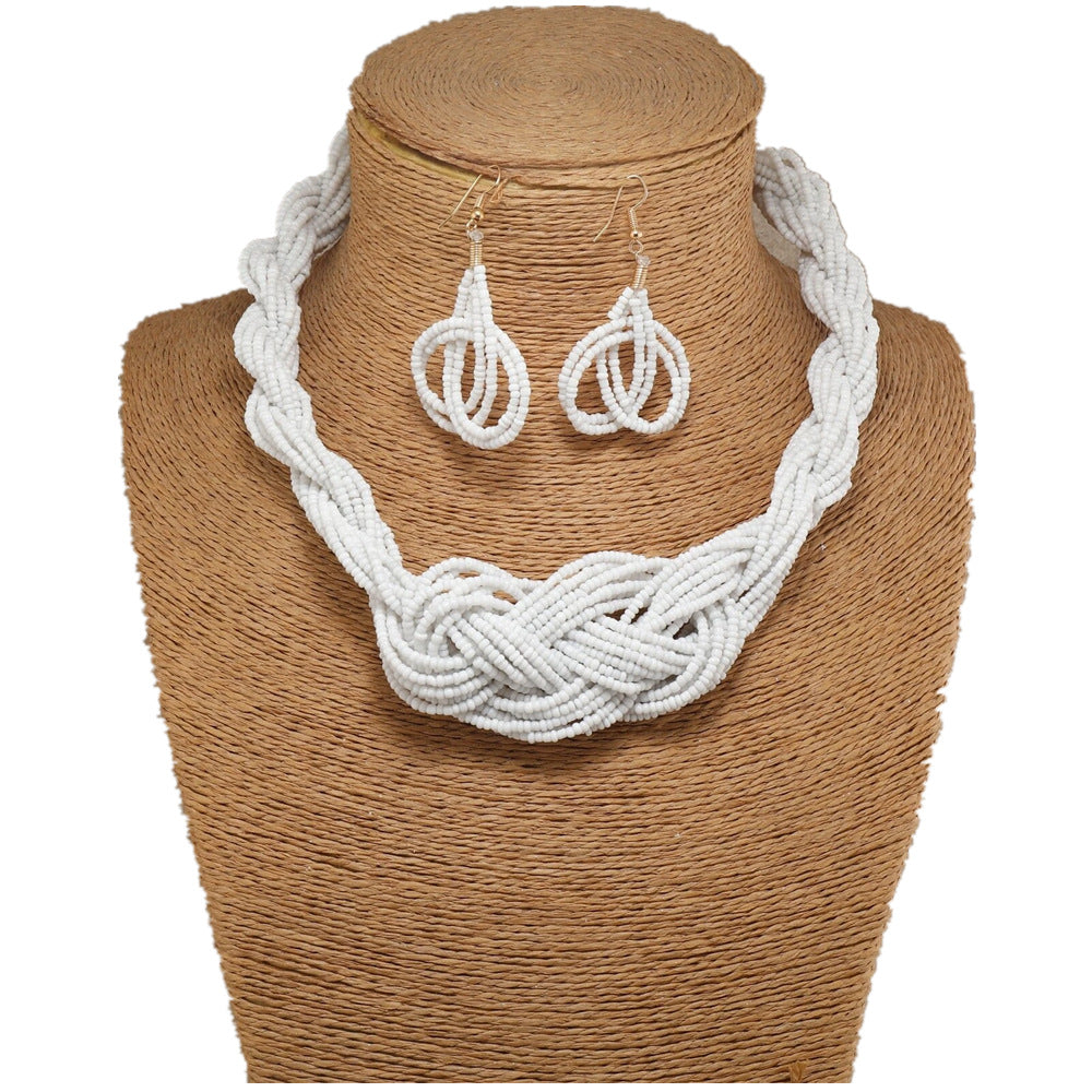 Chinese Knot & Rice Bead Necklace Set - Planderful Collection - Savanna Rhythms