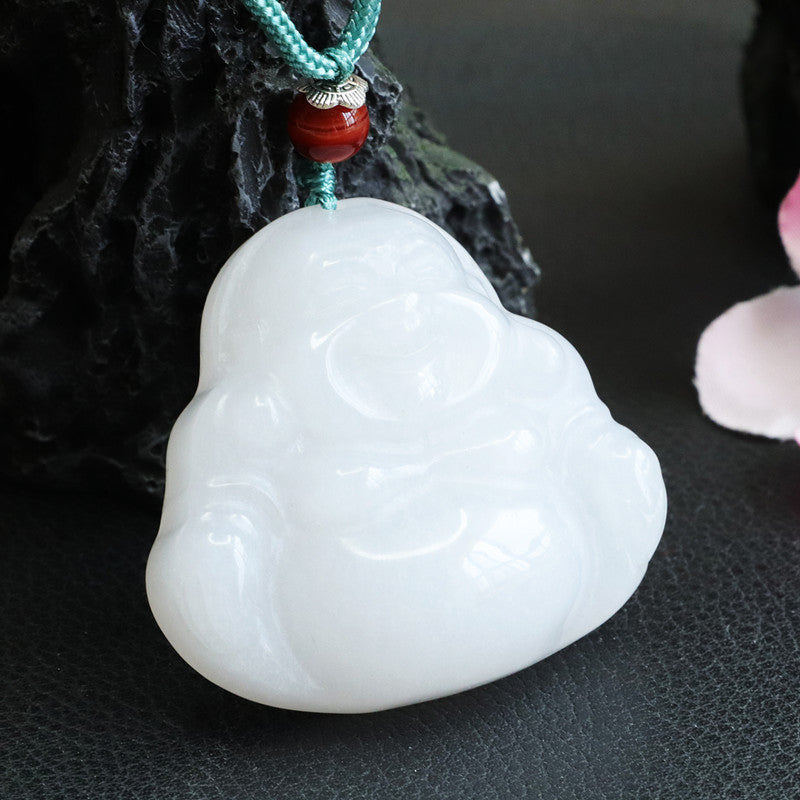 Golden Silk Jade Buddha Pendant