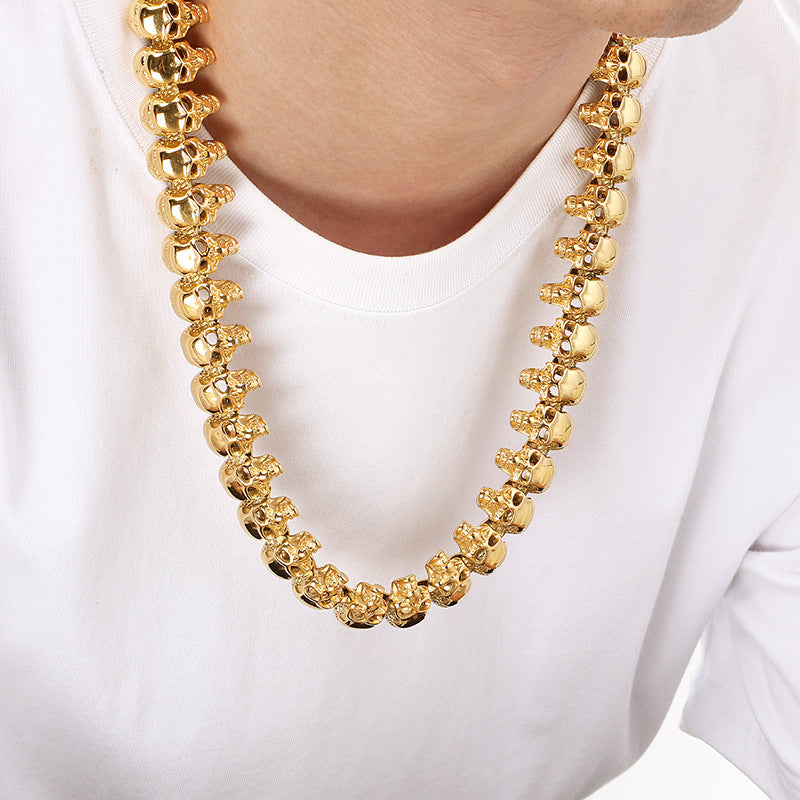 Planderful Skull Necklace For Men Titanium Steel Bold Punk