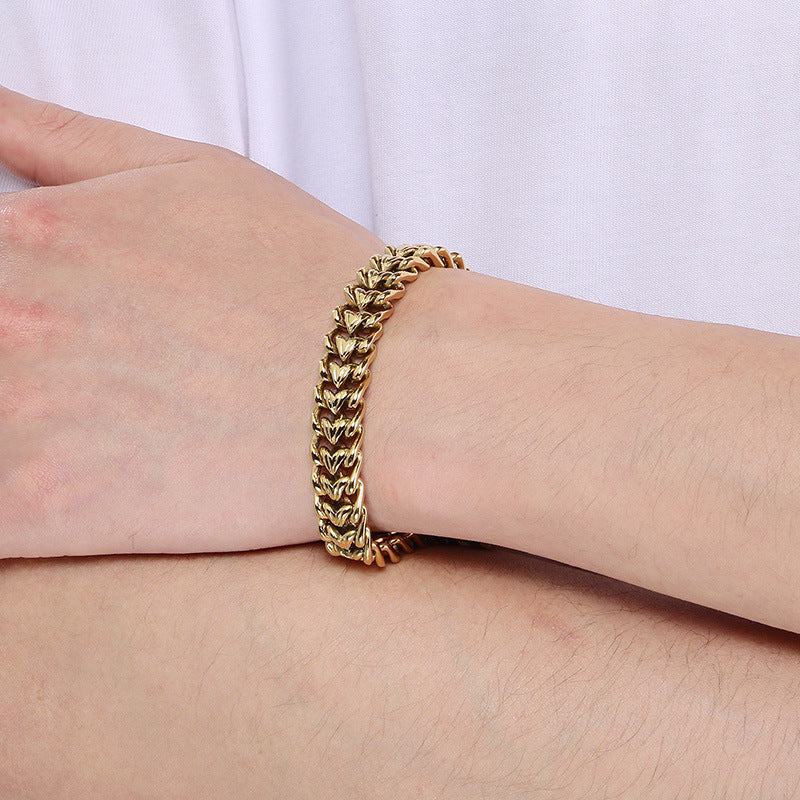 Planderful Men Bracelet Gold Plated Interwoven Love Chain